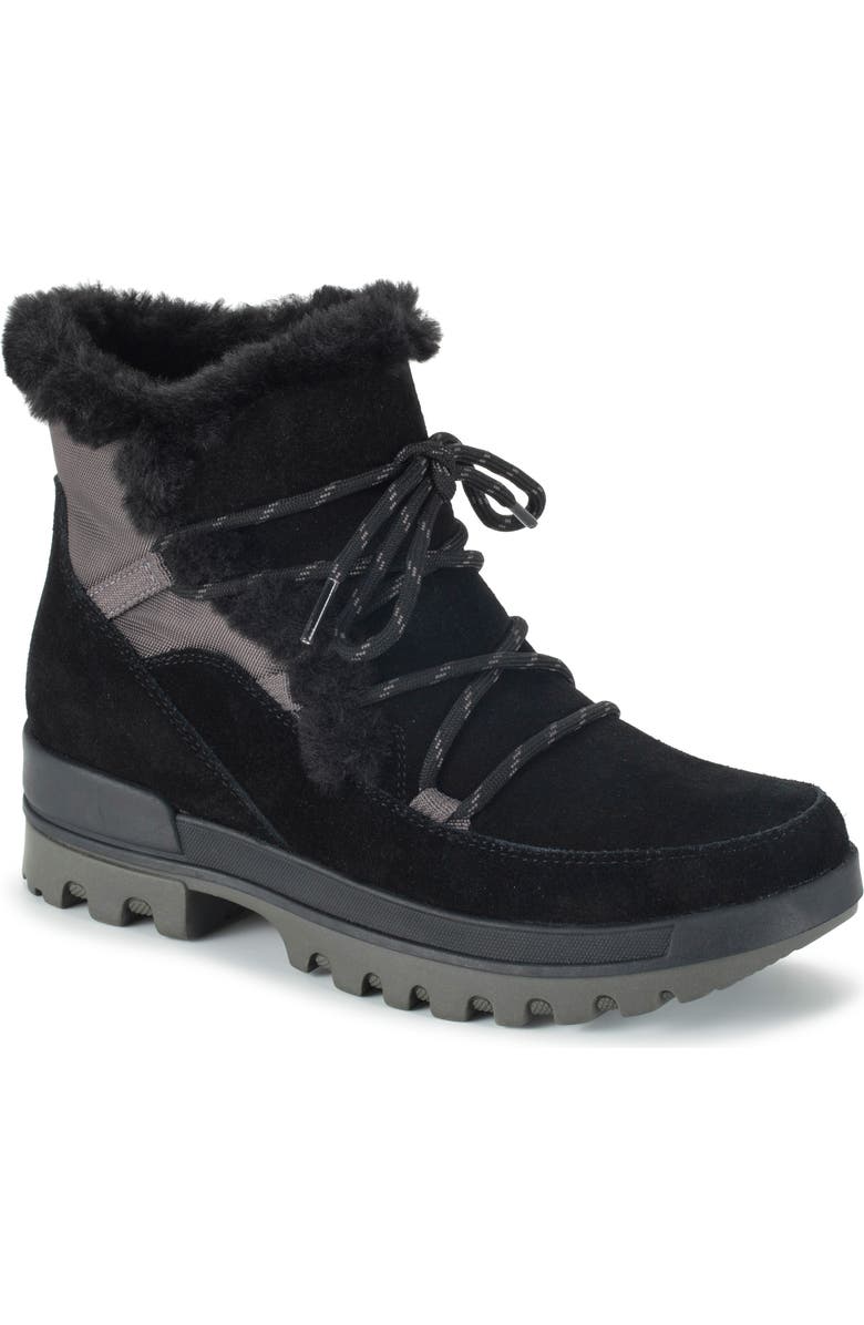 BARETRAPS Nadya Faux Shearling Waterproof Bootie, Main, color, Black