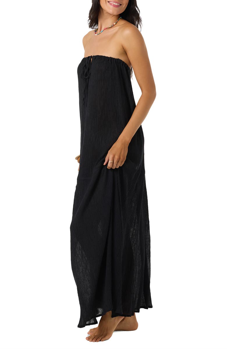 O'Neill Janey Strapless Cover-Up Maxi Dress, Alternate, color, Black