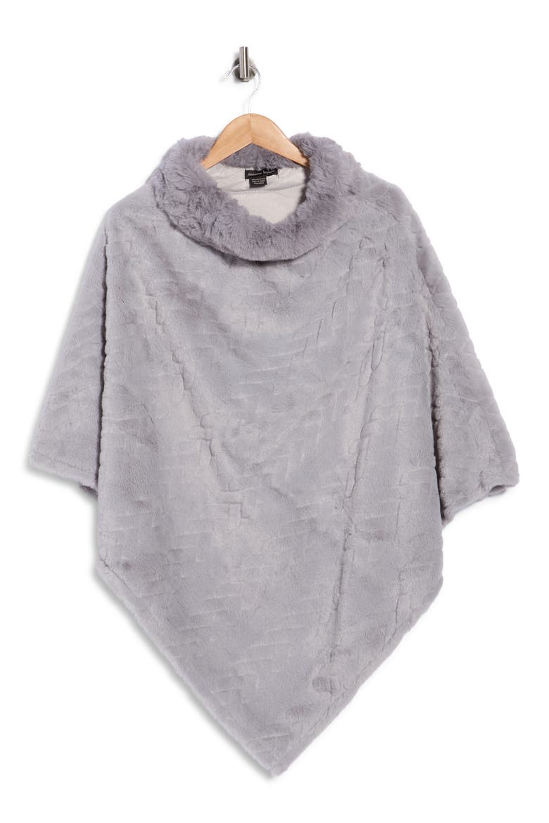 Open Knit Cowl Poncho, Main, color, LIGHT GREY