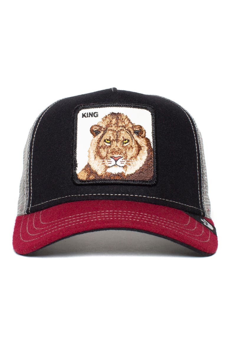Circwool of Life Lion Patch Trucker Hat, Alternate, color, BLACK
