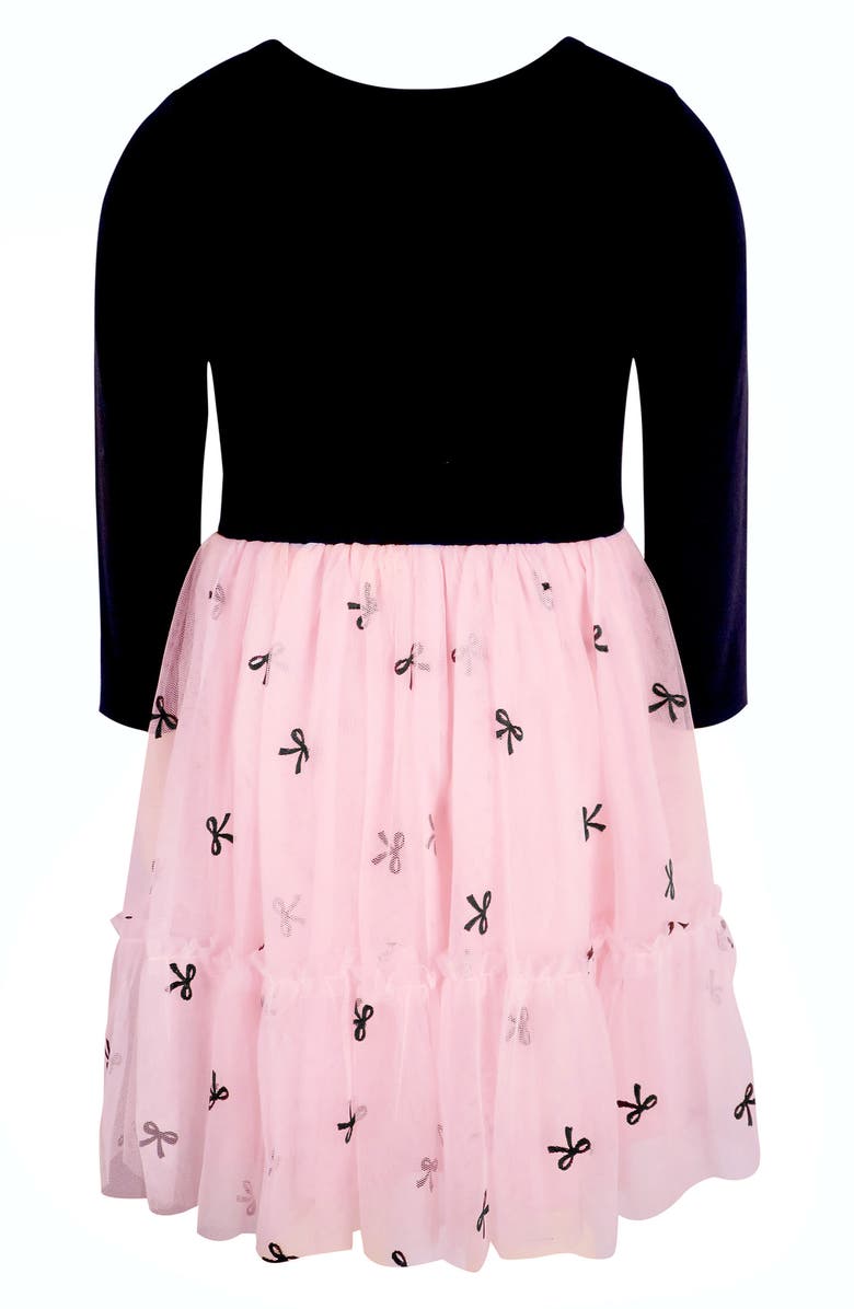 Zunie Kids' Three Quarter Sleeve Bow Skirt Tutu Dress, Alternate, color, Pink/ Black