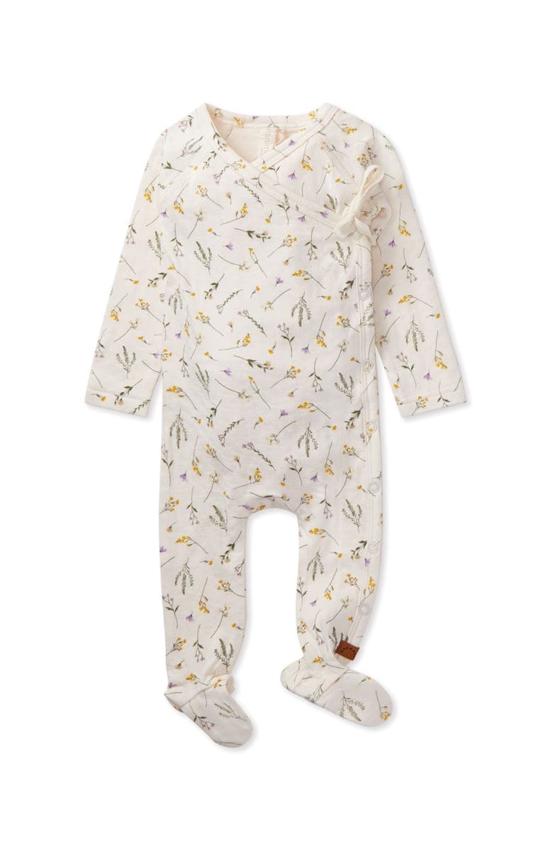 MiniMoi Pretty Petals Rayon Footie, Main, color, Winter White