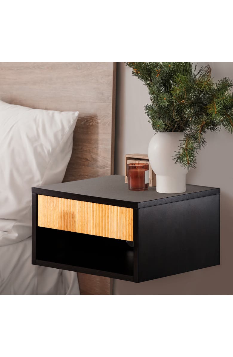 JONATHAN Y Elise Classic Contemporary Floating Wall Mounted Nightstand with Soft-Close Tambour Drawer and Cable Hole, Alternate, color,
