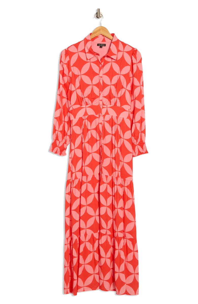 AREA STARS Long Sleeve Midi Shirt Dress, Alternate, color, Pink