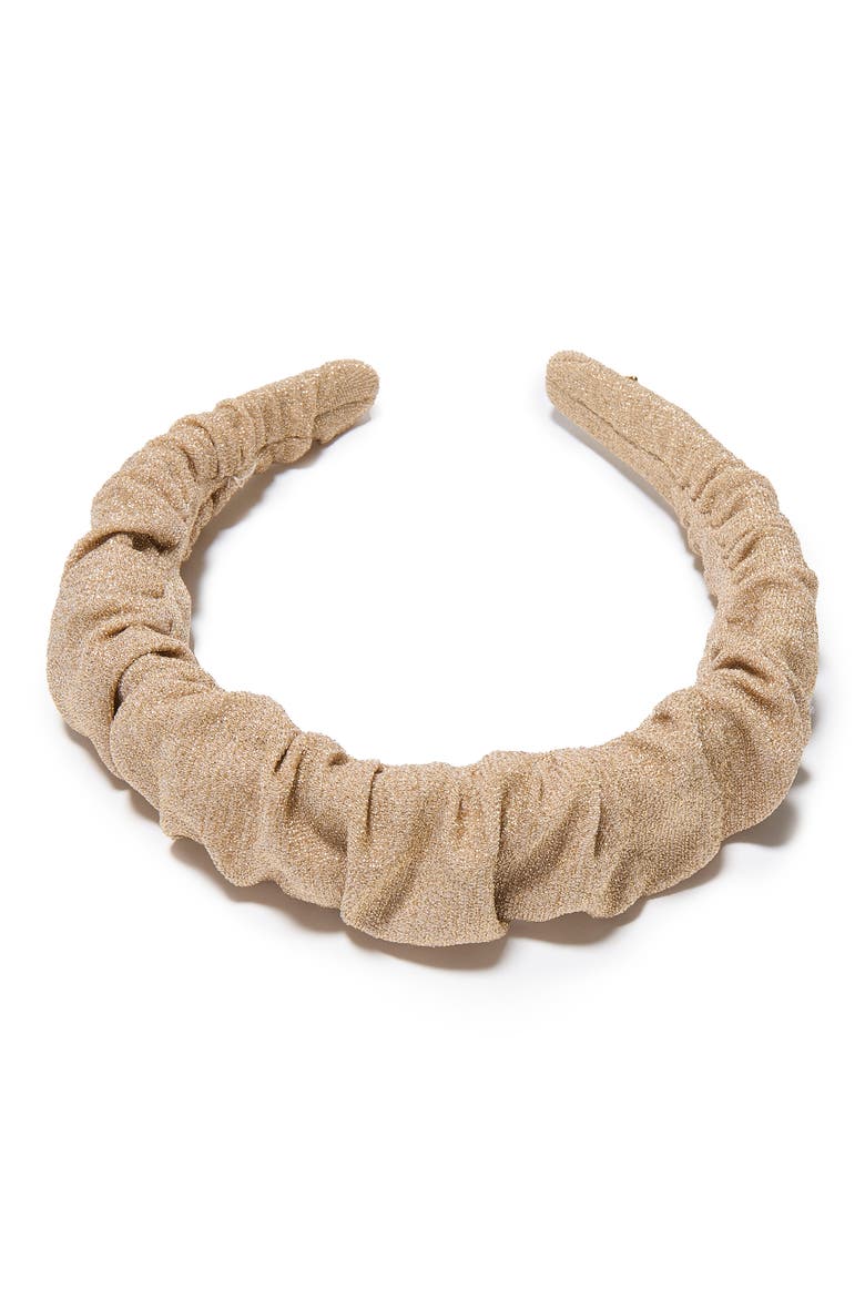 Kelly Metallic Knit Ruched Headband, Alternate, color, GOLD