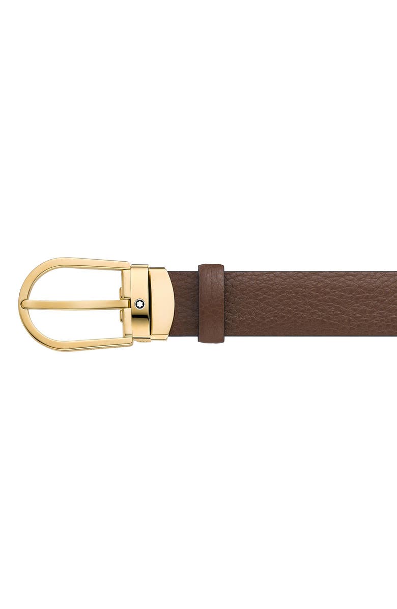 Montblanc Horseshoe Buckle Leather Belt, Alternate, color, 