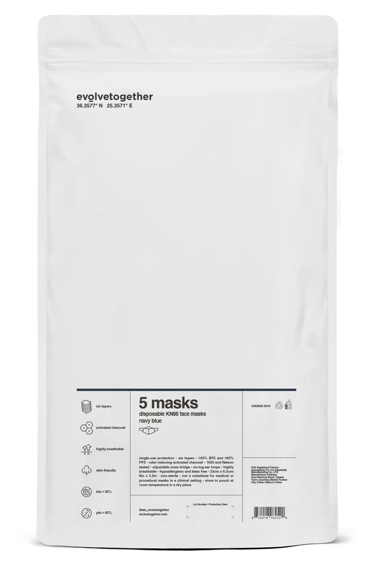 Santorini - 5 KN95 Masks, Alternate, color, NAVY