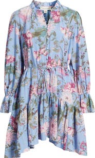 Treasure & Bond Floral Long Sleeve Drop Waist Dress