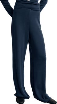 MANGO Elastic Waist Straight Leg Knit Pants