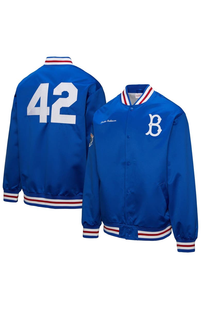 Mitchell & Ness Men's Mitchell & Ness Jackie Robinson Royal Brooklyn Dodgers Legends Collection Vintage Satin Full-Snap Jacket, Main, color, Royal