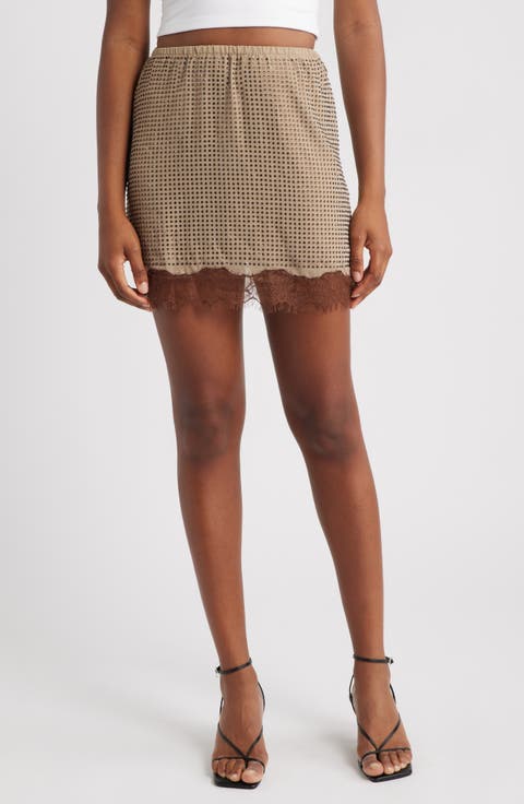 Embellished Lace Trim Miniskirt