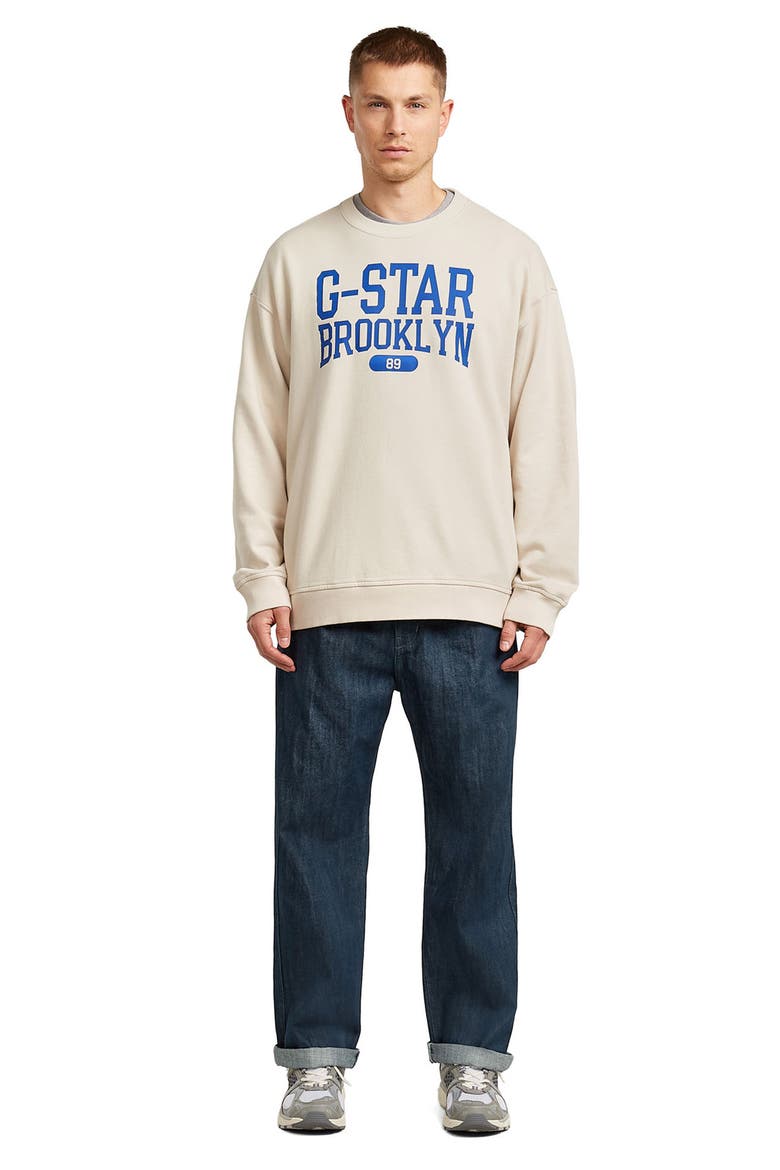 Colletiate Relaxed Fit Organic Cotton French Terry Crewneck Sweatshirt, Alternate, color, WHITEBAIT