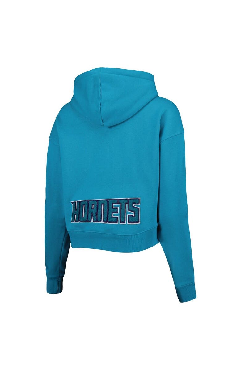 PRO STANDARD Women's Pro Standard Teal Charlotte Hornets Classic Fleece Cropped Pullover Hoodie, Alternate, color, Teal