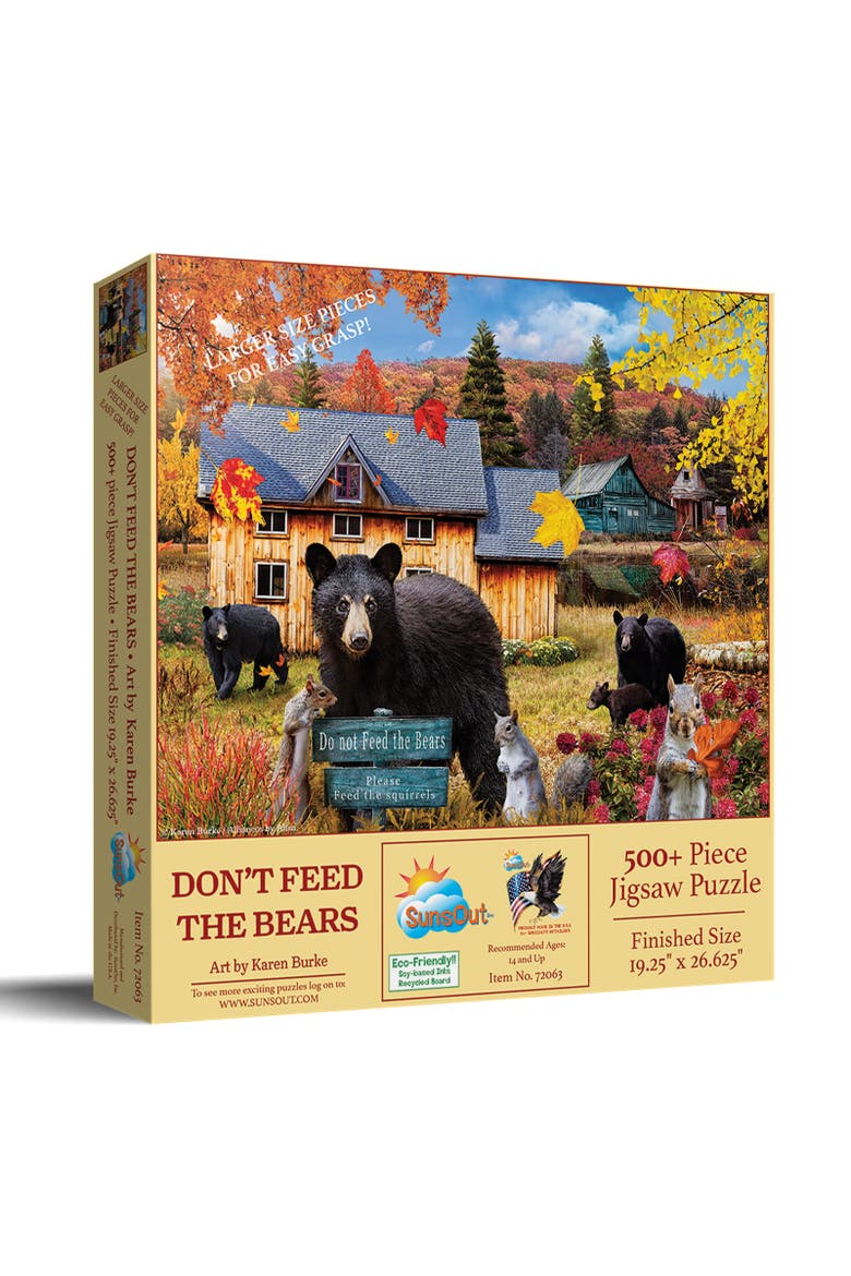 Dont Feed the Bears 500 piece Jigsaw Puzzle for Adults Large Pieces, Main, color, Multicolor