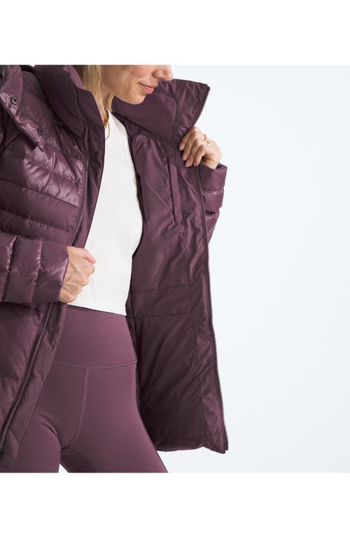 The North Face Metropolis Water Repellent 600 Fill Power Down Hooded Jacket In Midnight Mauve