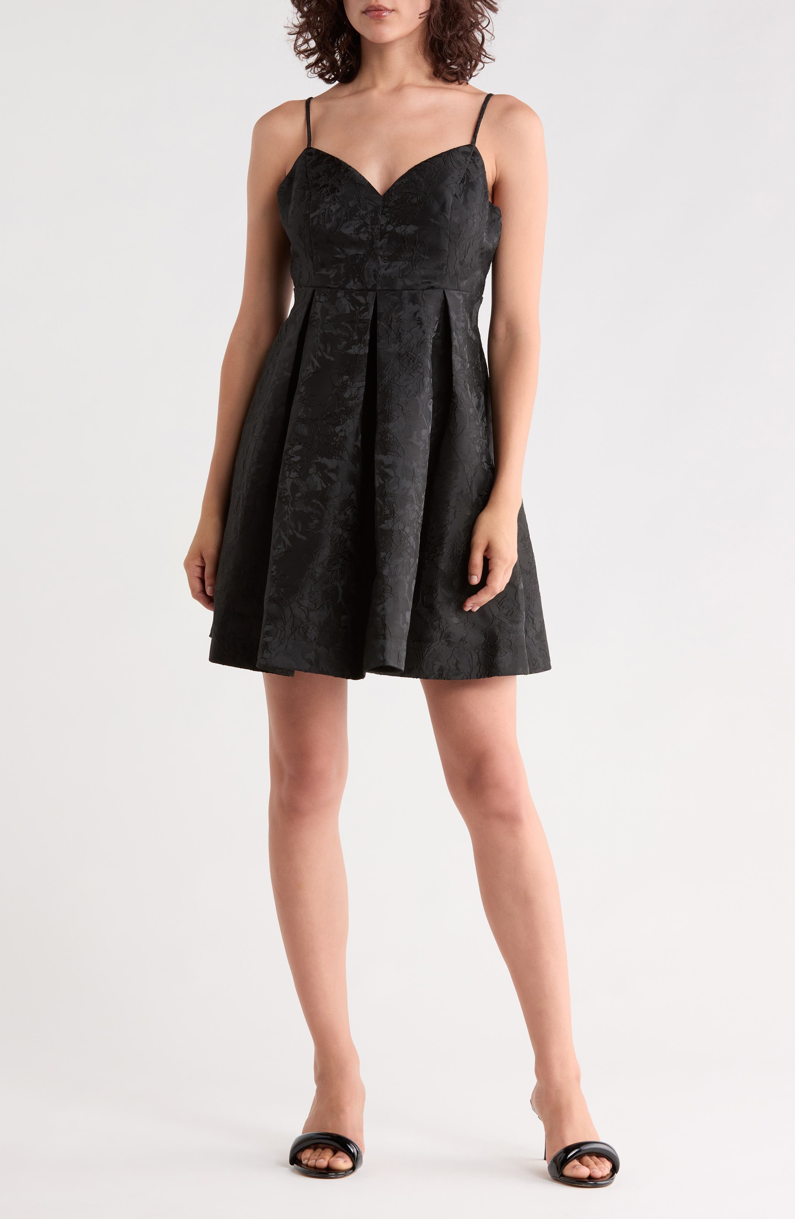 Chelsea28 Floral Jacquard Fit & Flare Minidress In Black