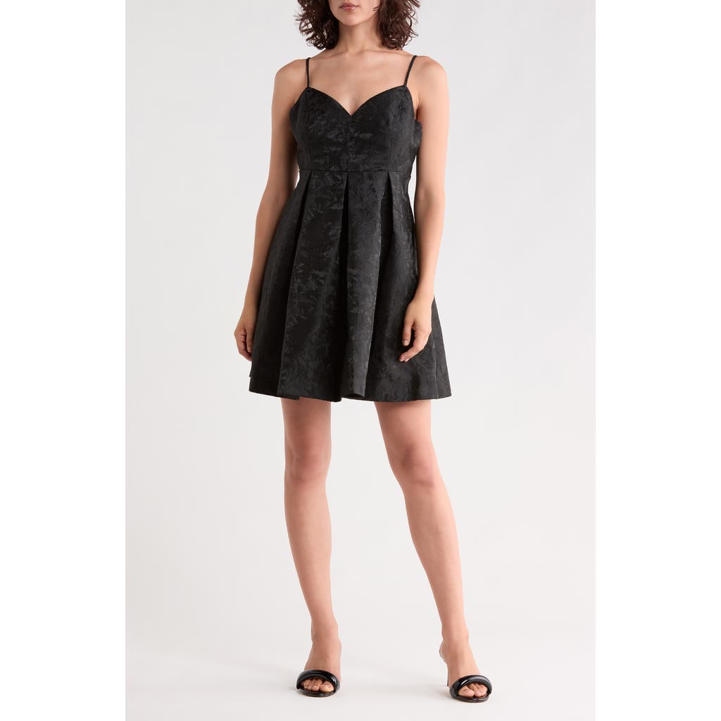 Chelsea28 Floral Jacquard Fit & Flare Minidress In Black