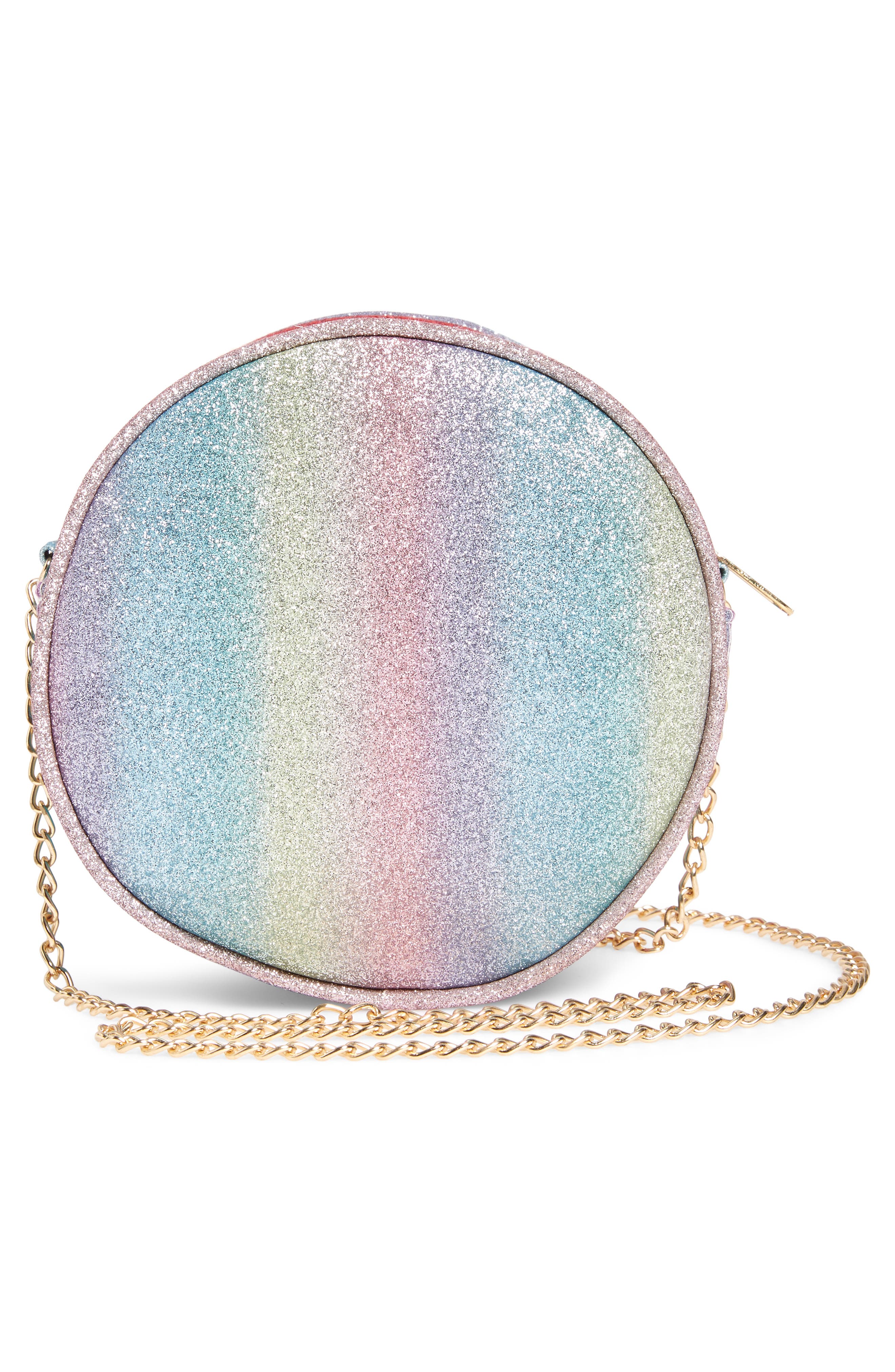 Capelli New York Glitter Rainbow Cake Crossbody Bag, Alternate, color, 
