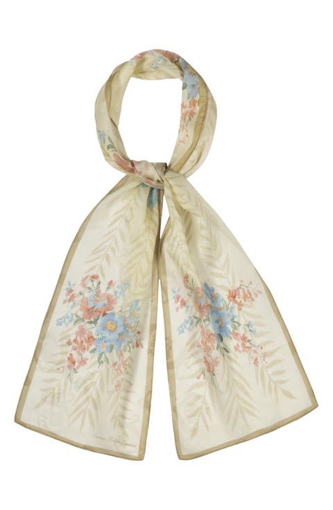 Floral Silk Oblong Scarf