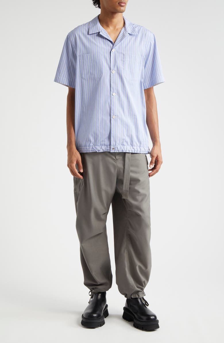 Sacai Stripe Cotton Poplin Camp Shirt, Alternate, color, Blue Stripe