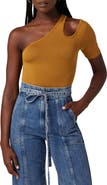 Hudson Jeans Asymmetric Cutout One-Shoulder Bodysuit