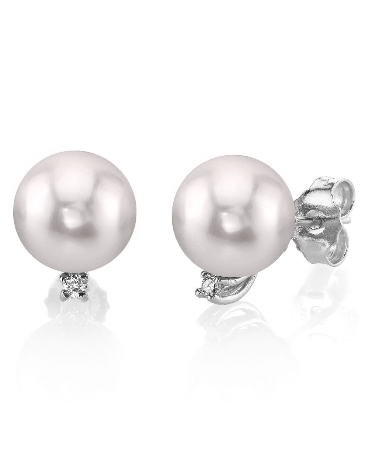 The Pearl Source Akoya Pearl & Diamond Sasha Earrings In White Gold