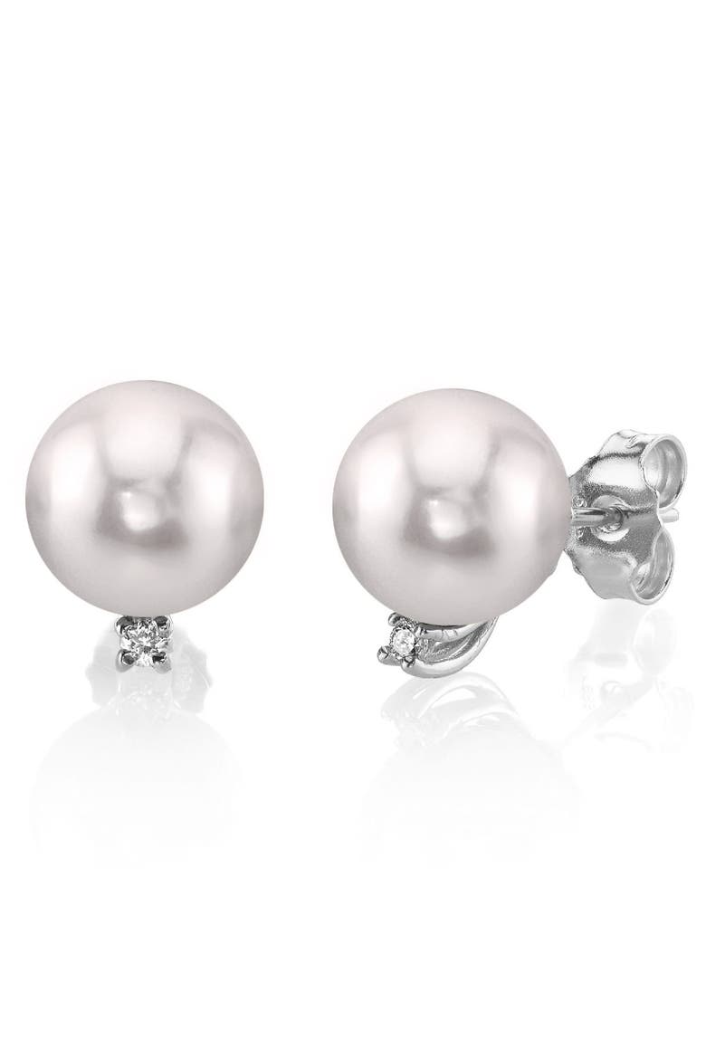 Akoya Pearl & Diamond Sasha Earrings, Main, color, White Gold