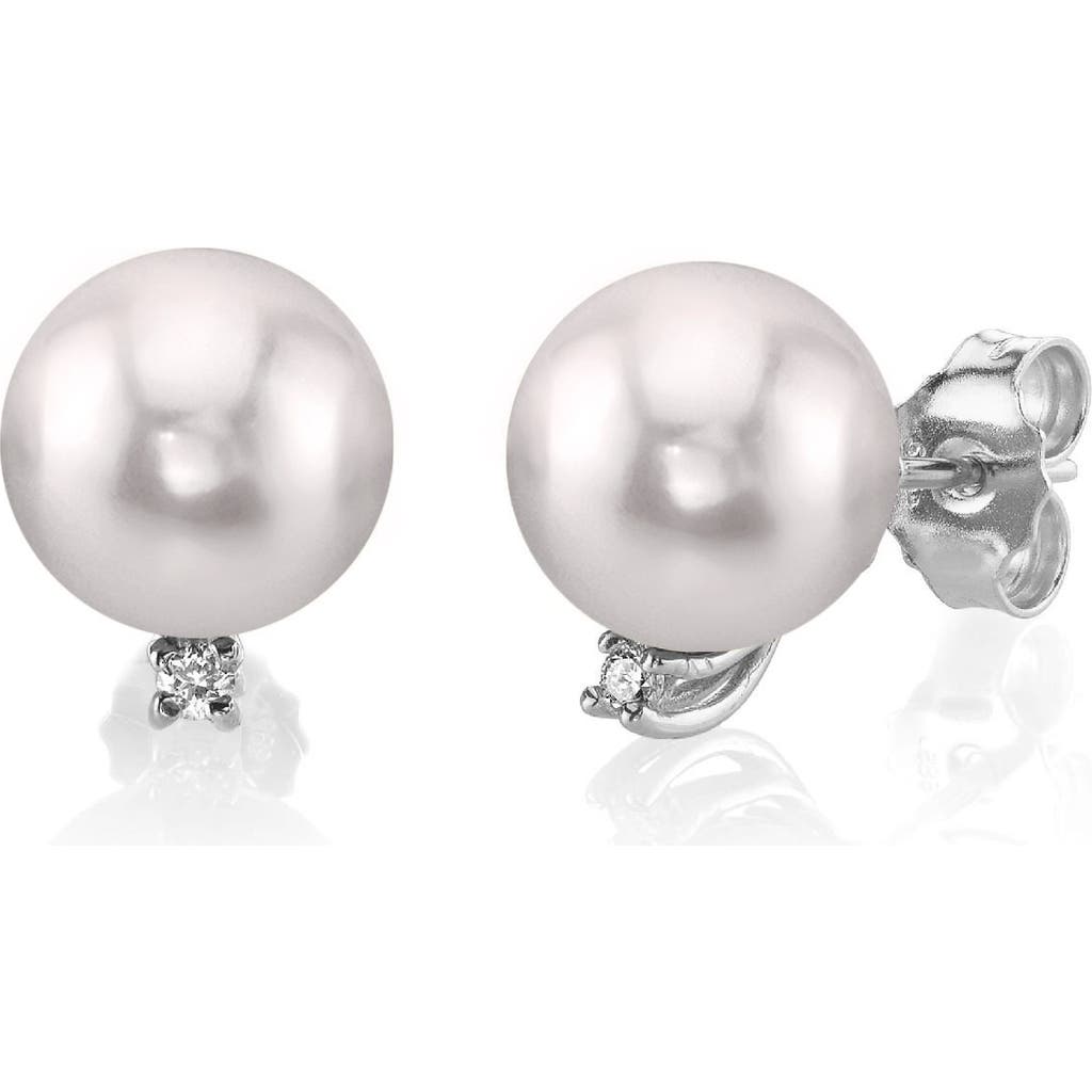 The Pearl Source Akoya Pearl & Diamond Sasha Earrings In White Gold