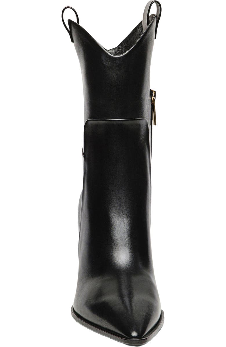 Santoni Women's leather texan ankle boot, Alternate, color, Black