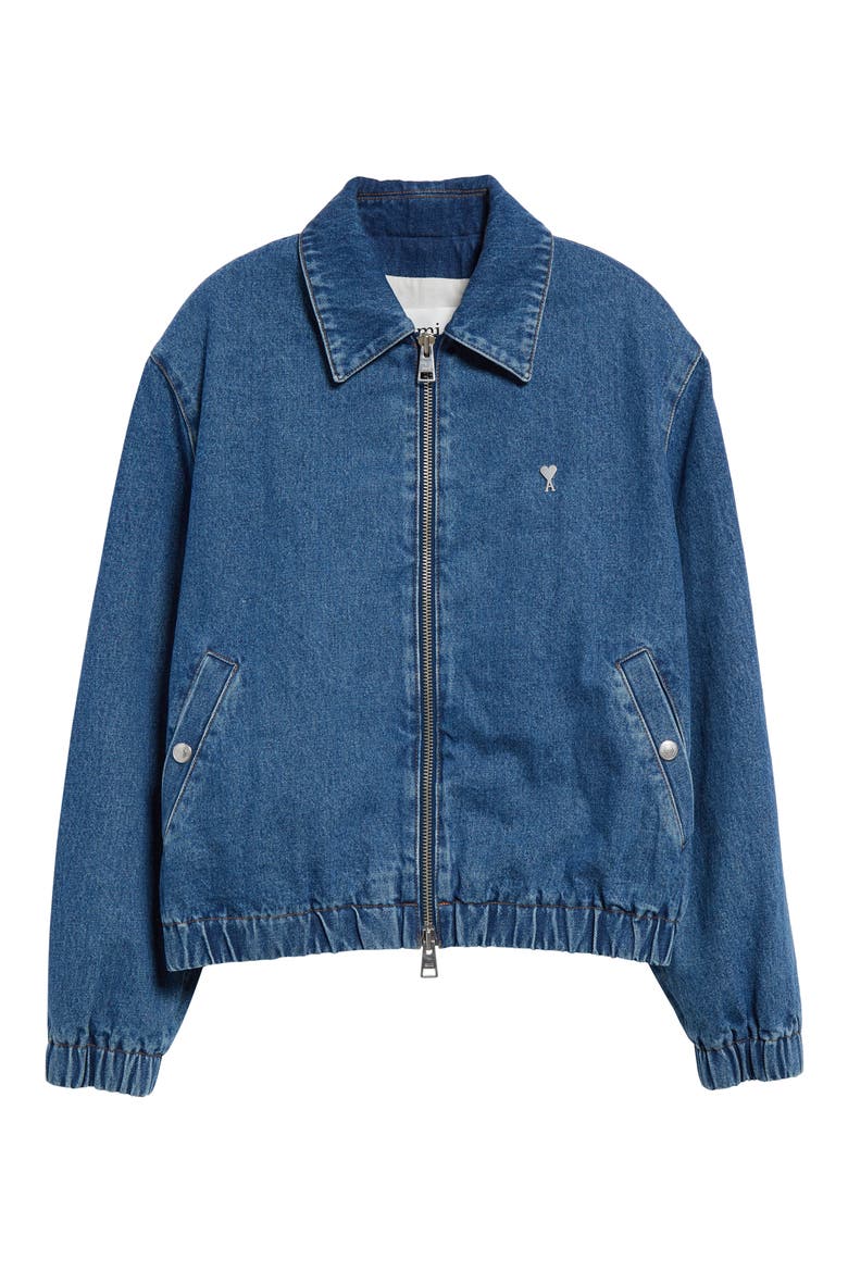 Ami de Coeur Logo Plaque Zip Denim Jacket (Men) | Nordstrom