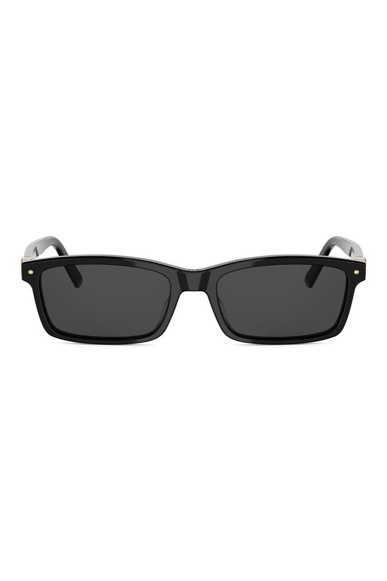 Petit CD S1I 54mm Rectangular Sunglasses, Main, color, SHINY BLACK / SMOKE