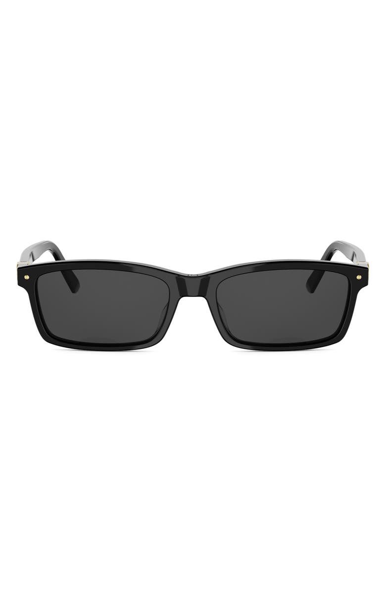 DIOR Petit CD S1I 54mm Rectangular Sunglasses, Main, color, Shiny Black / Smoke
