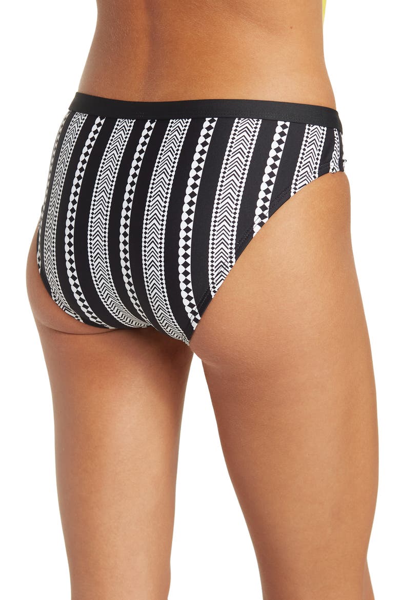 Stripe Retro Bikini Bottoms, Alternate, color, BLACK