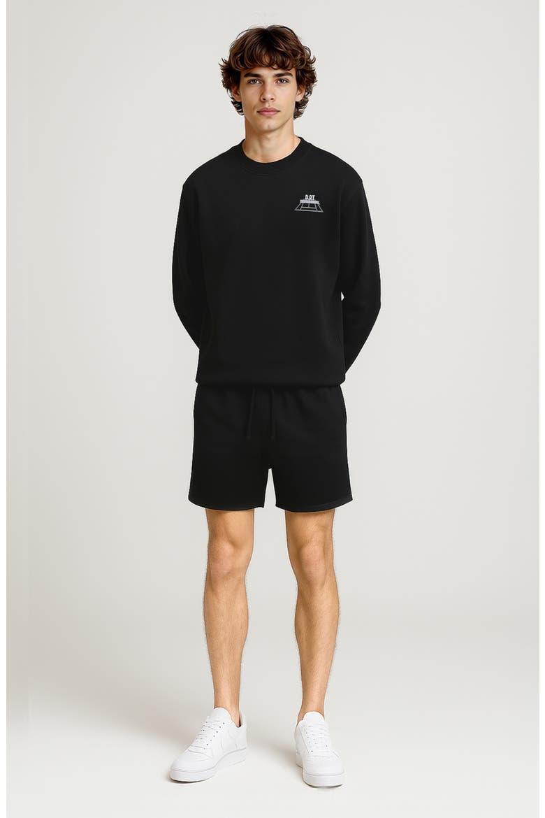 Tennis Club Cotton Crewneck Sweatshirt, Alternate, color, BLACK