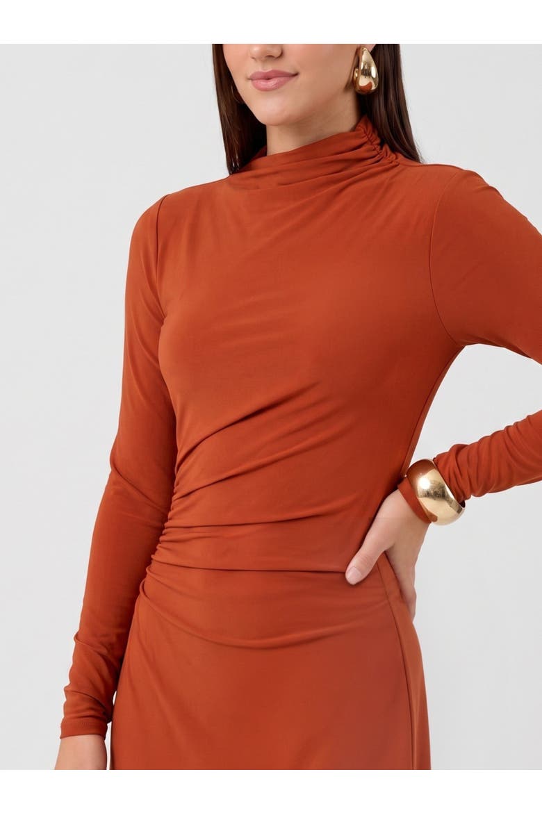 Ramy Asymmetrical High Neck Maxi Dress, Alternate, color, Picante