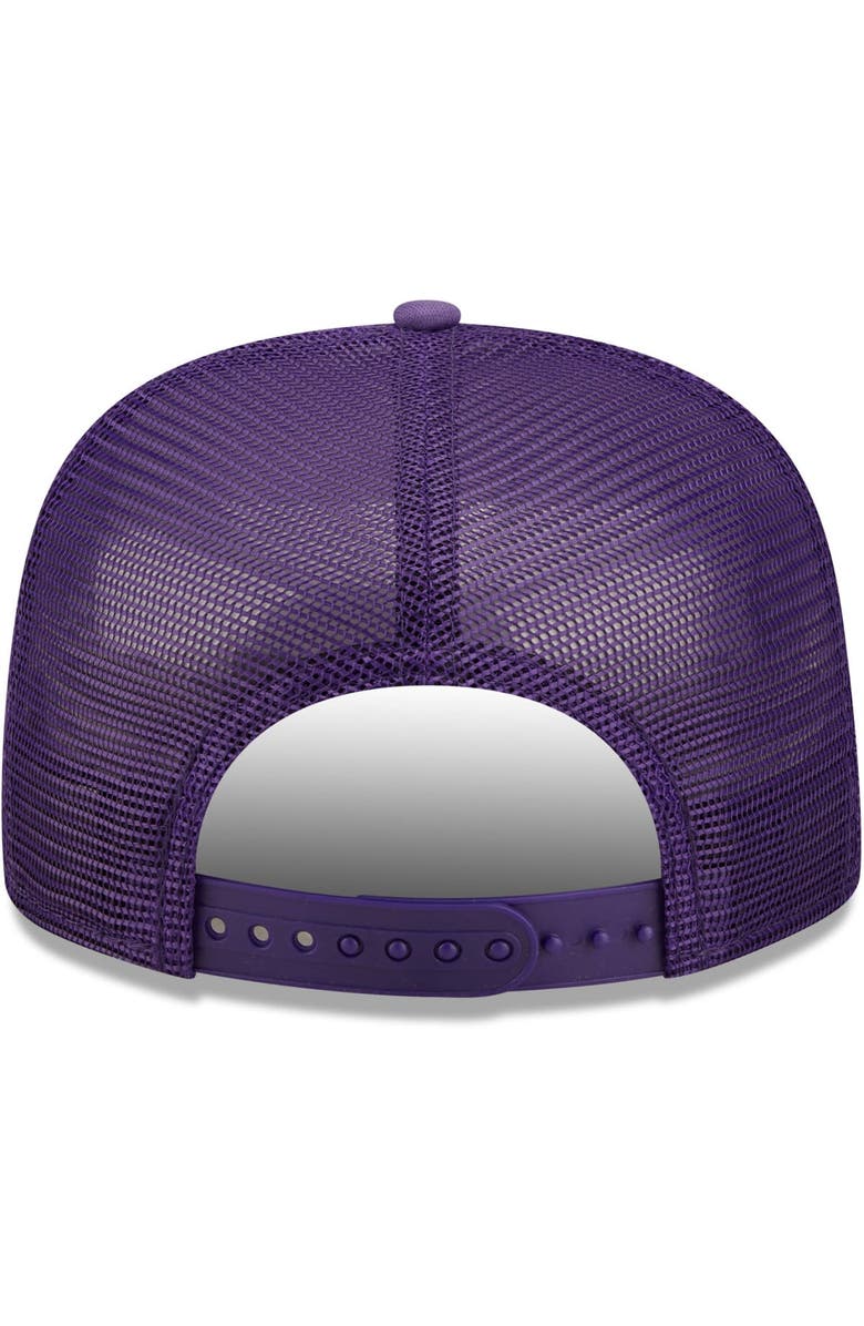 New Era Men's New Era Purple Los Angeles Lakers A-Frame 9FIFTY Snapback Trucker Hat, Alternate, color, 