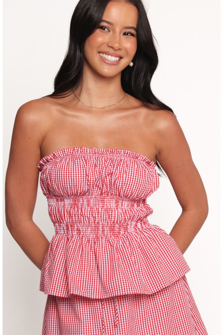 Luna Two-Piece Strapless Top & Mini Skirt Set, Alternate, color, RED POLKA DOT