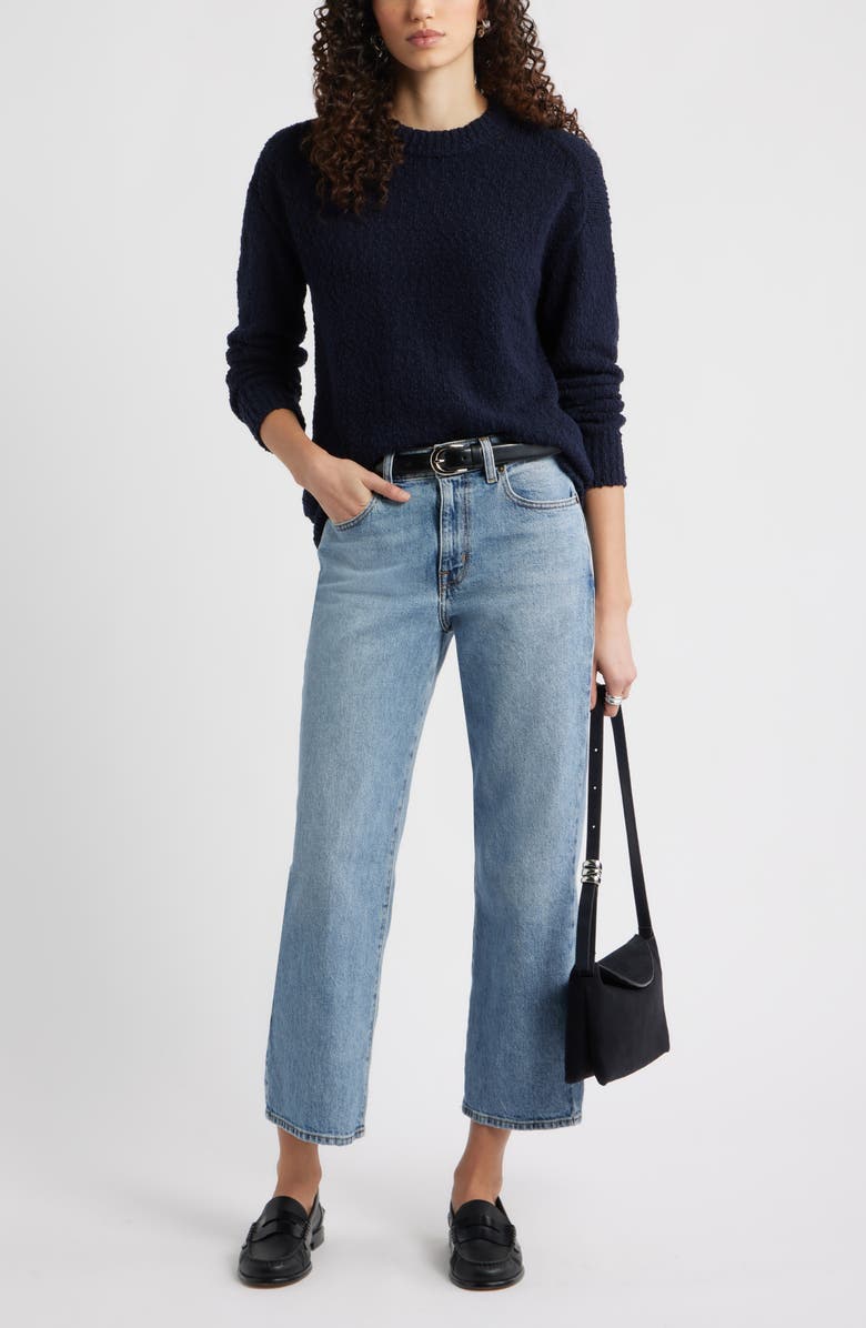 Nordstrom Texture Crewneck Sweater, Alternate, color, Navy Night