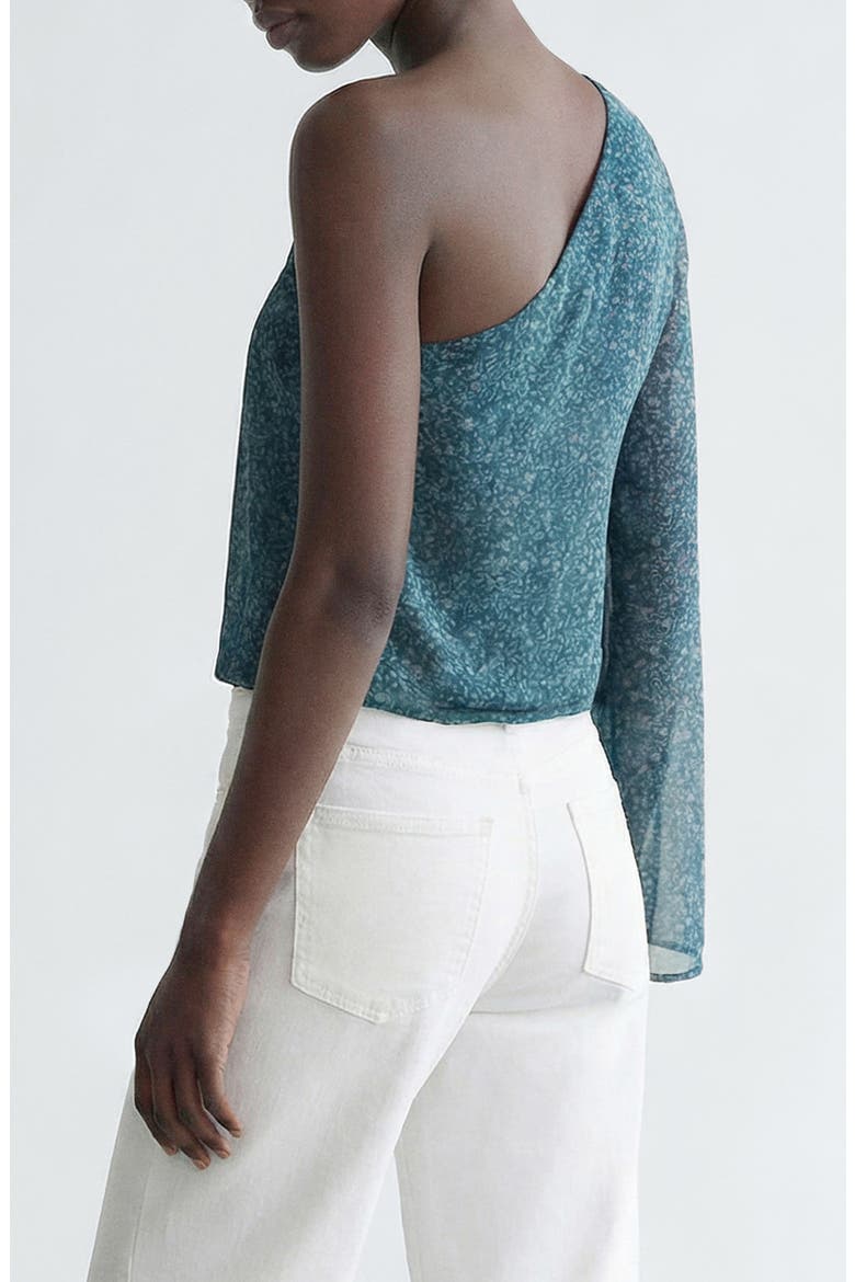 Print One-Shoulder Top, Alternate, color, PETROL BLUE