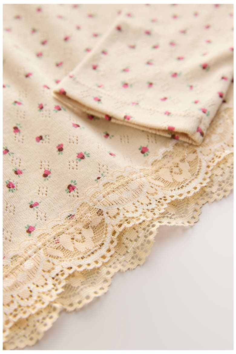 Kids' Floral Lace Hem Cotton T-Shirt, Alternate, color, FLORAL MULTI