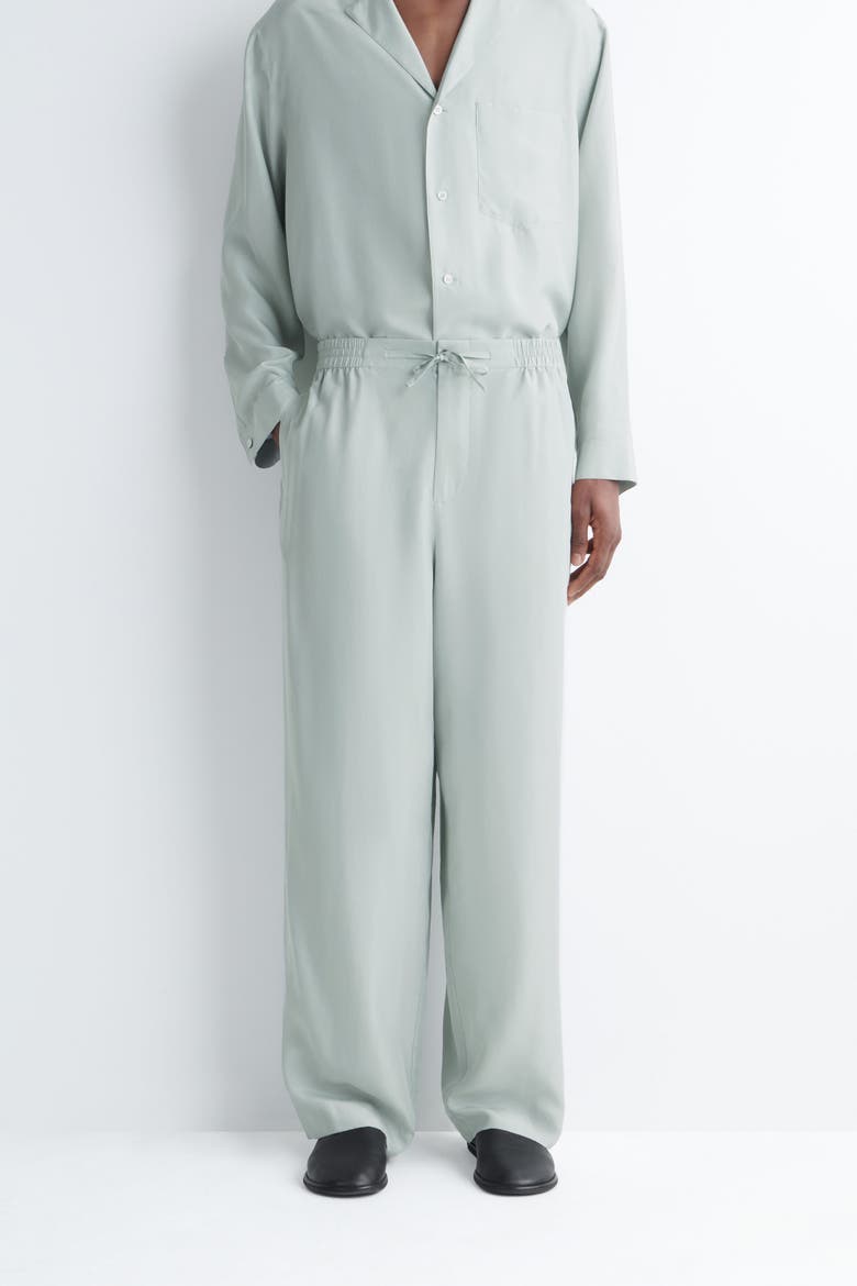 Silk Relaxed-fit Straight-leg Pants, Alternate, color, SAGE GREEN