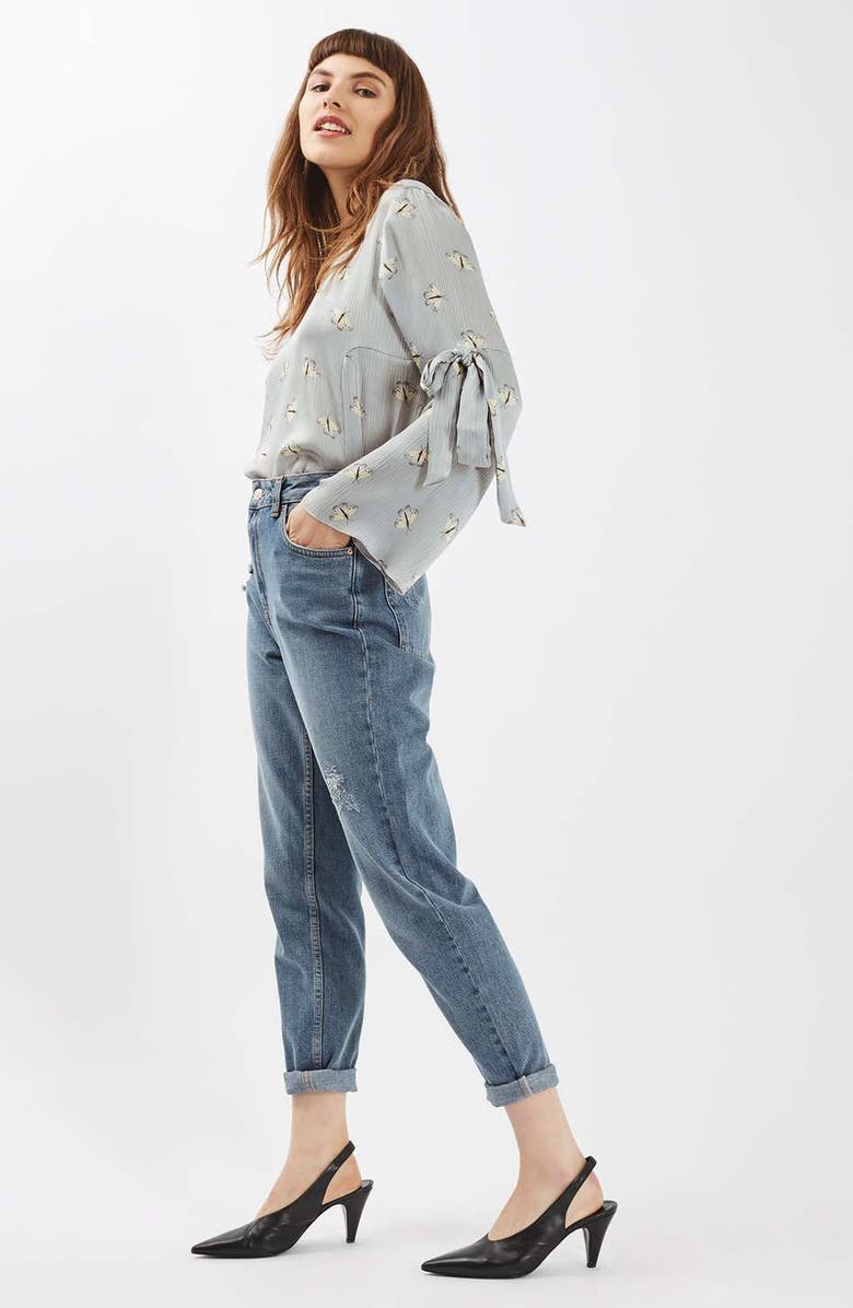 Topshop Moth Print Top, Alternate, color, 