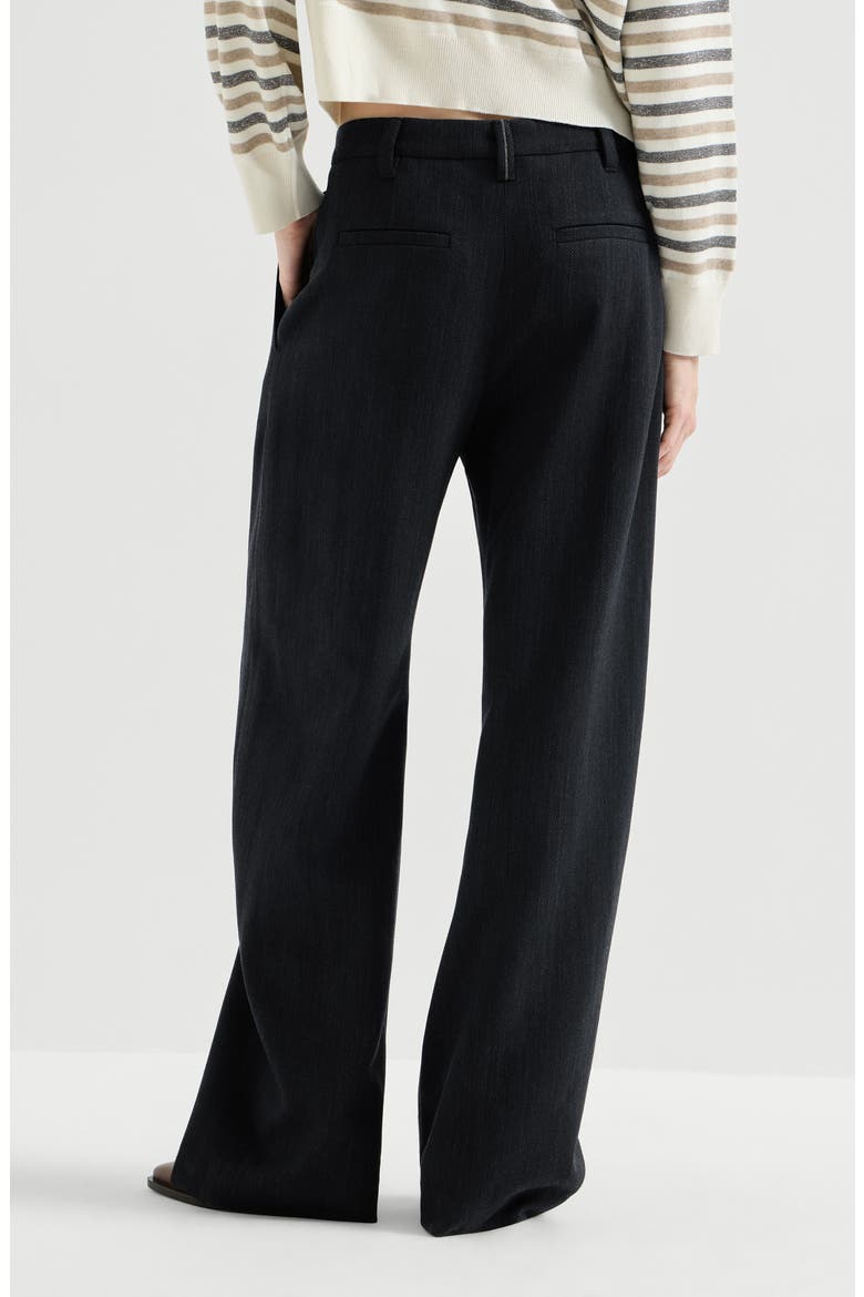 Crêpe chevron trousers, Alternate, color, Navy Blue