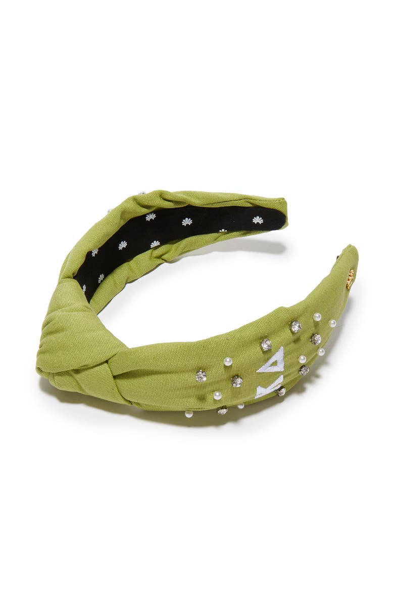 Lele Sadoughi Kappa Delta Knotted Headband, Main, color, Olive 300