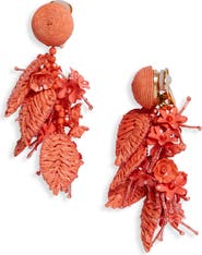 Oscar de la Renta Raffia Tassel Bouquet Clip-On Earrings