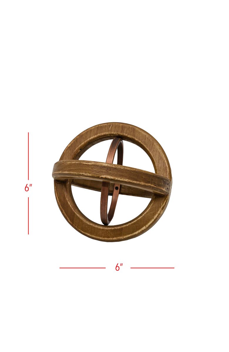 Foreside Home and Garden Orb Decorative Accent Natural Wood & Metal, Alternate, color, Brown