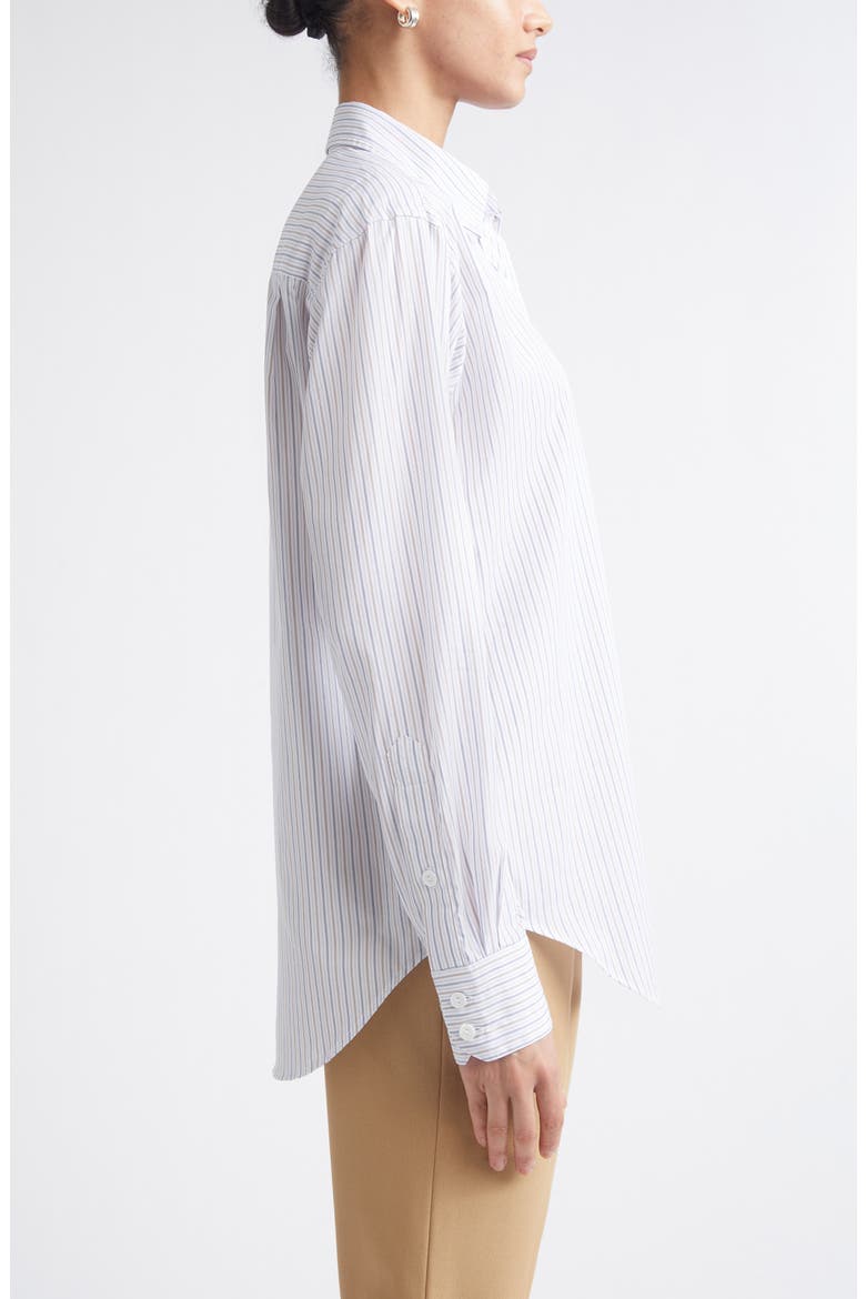 Stripe Organic Cotton Button-Up Tunic Shirt, Alternate, color, WHITE/ BLUE/ BROWN STRIPE