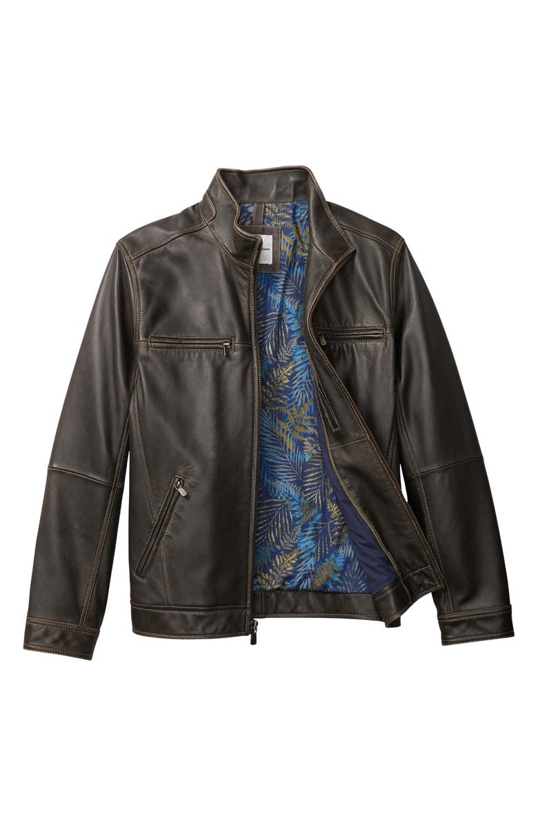 Tommy Bahama Rocker Island Leather Jacket, Alternate, color,