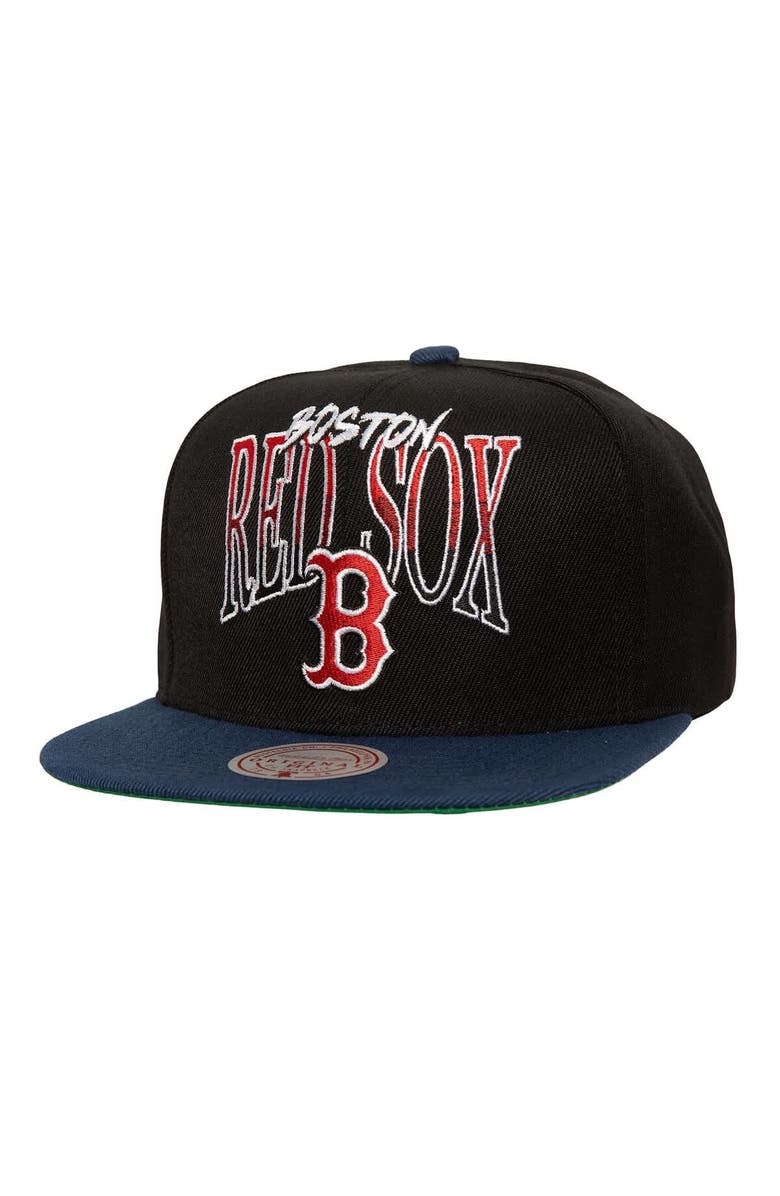 Mitchell & Ness Men's Mitchell & Ness Black Boston Red Sox Rise Up Snapback Hat, Main, color, Black