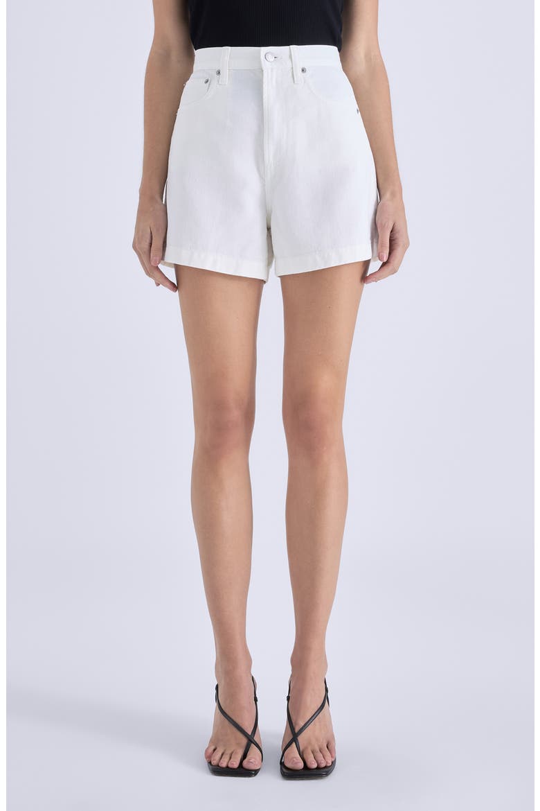 High Waist Denim Shorts, Main, color, EGRET
